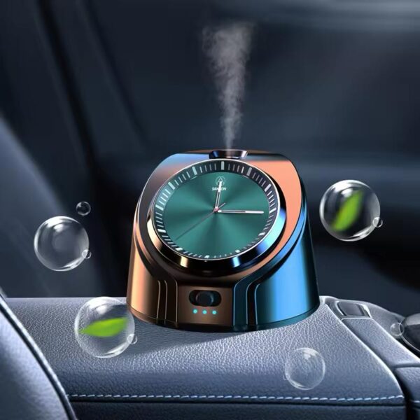 Modern Smart Portable Car diffuser With essential oil & Metal watch appearance.